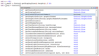 iLCD Manager's Java code editor with Auto Completion